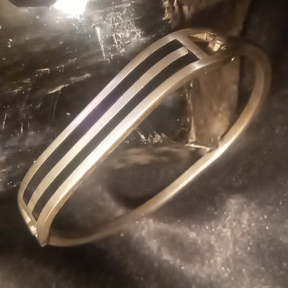 Taxco mexico sterling silver & black onyx size 7 hinged . 925 Steeling Silver. - Picture 3 of 8